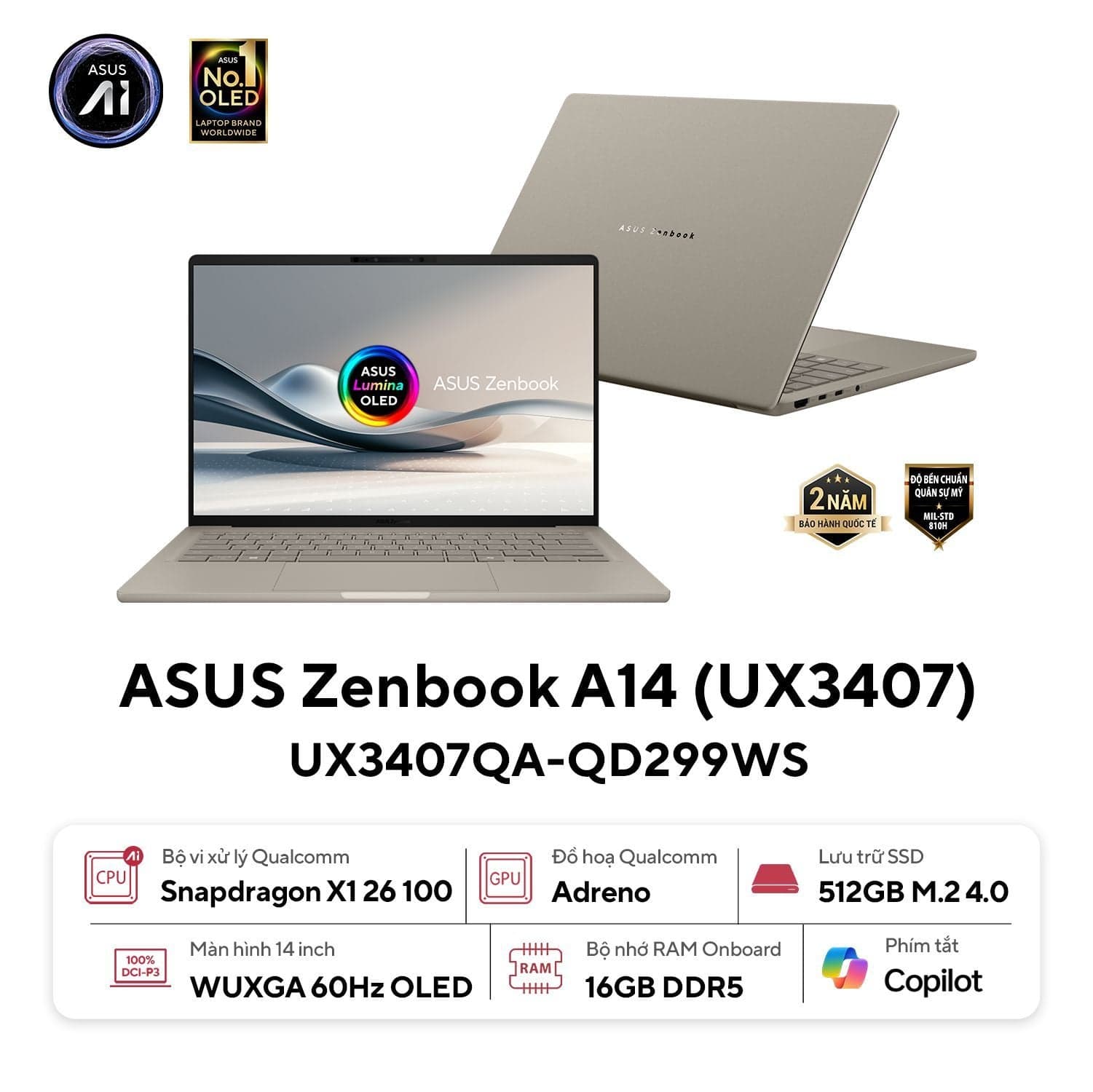 Laptop ASUS Zenbook 14 UX3407QA QD299WS