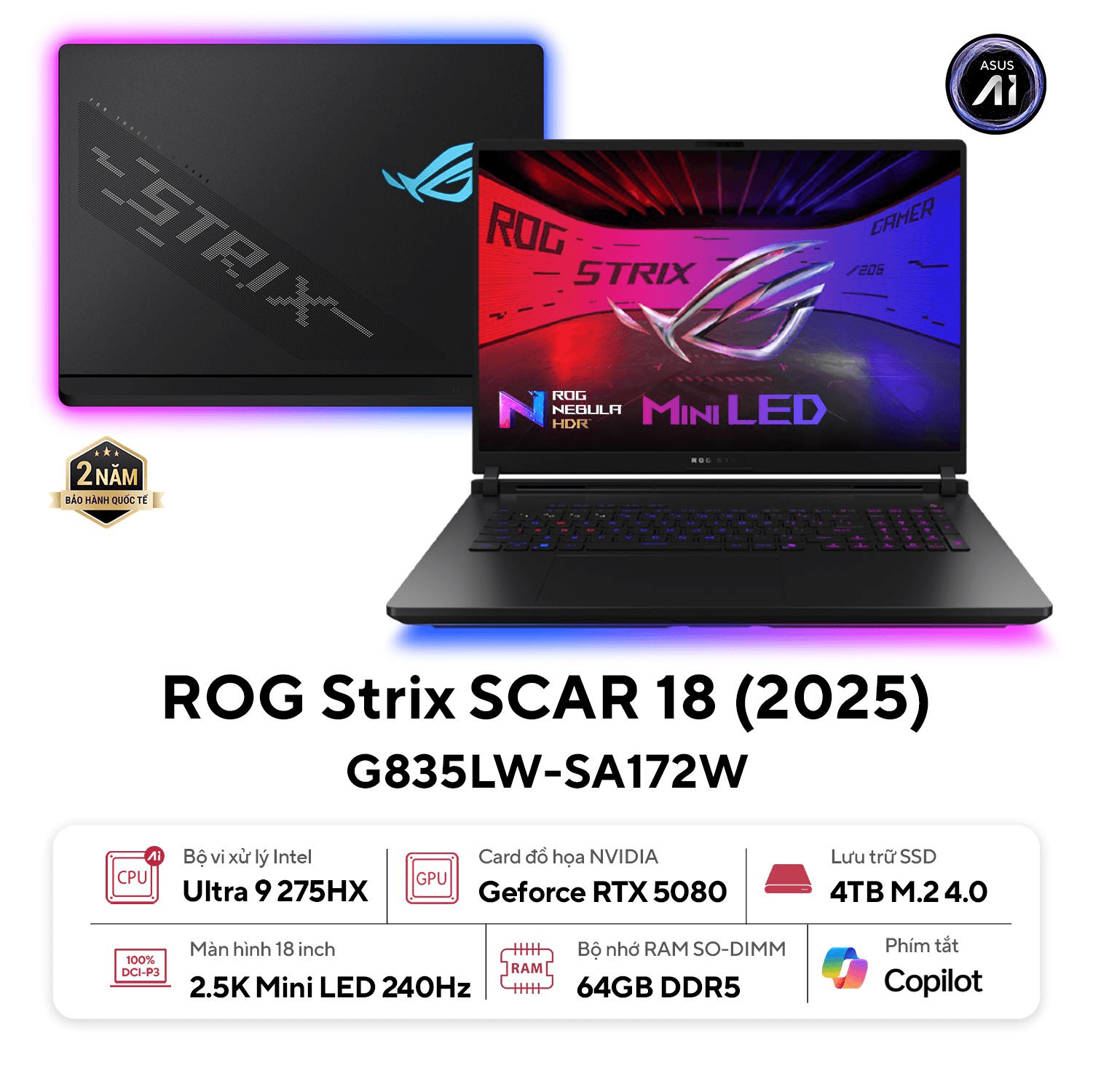 Laptop ASUS ROG Strix SCAR 18 G835LW-SA172W